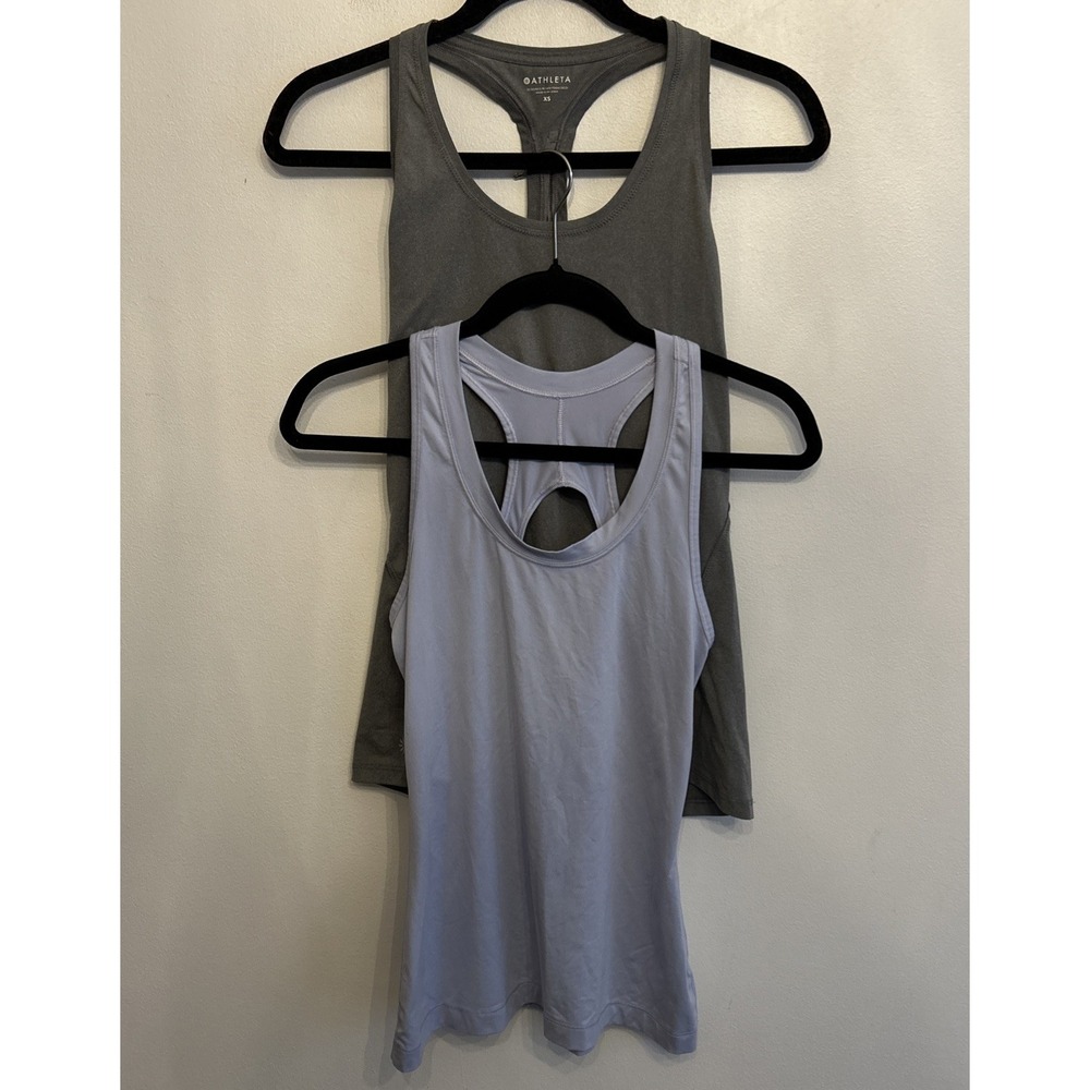 Athleta Racerback Tank Tops Women's Size XS Lot of Two: 1 Gray 1 Blue